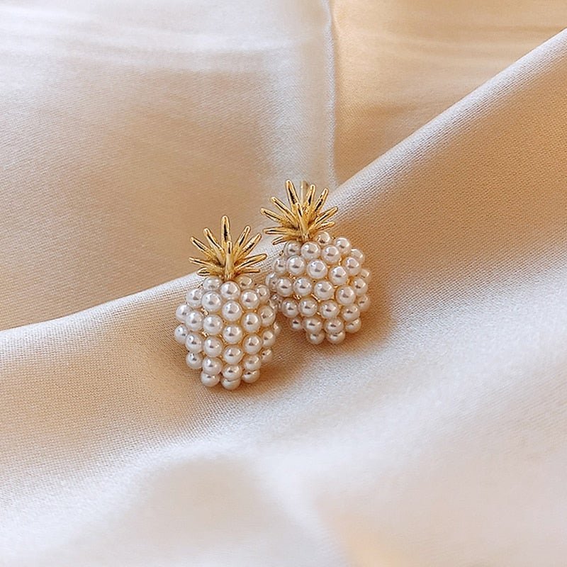 Clustered Pearl Pineapple Stud Earrings