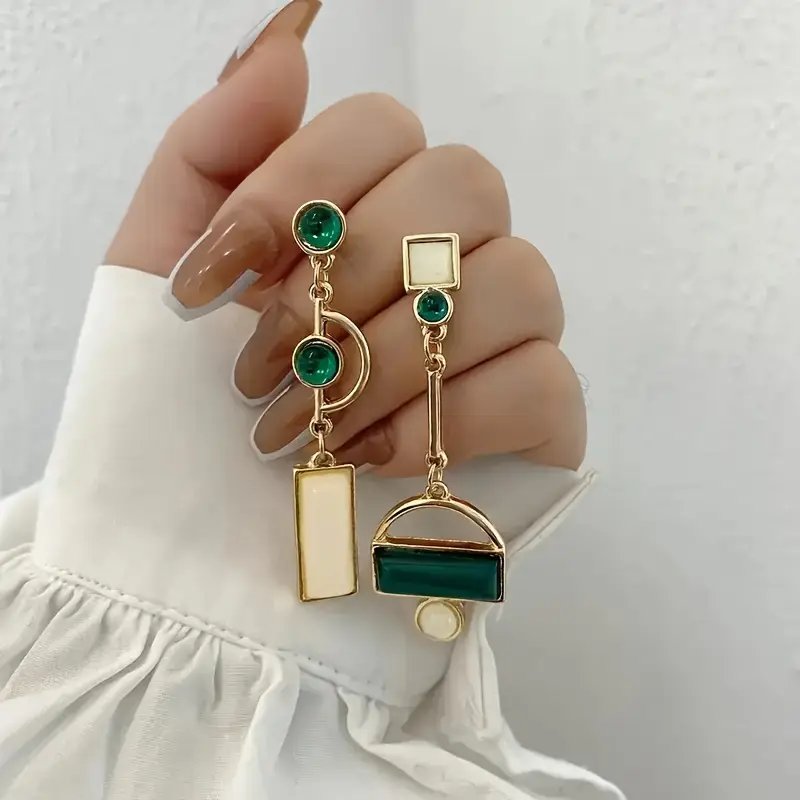 Gold-Plated Geometric Chain Drop Earrings