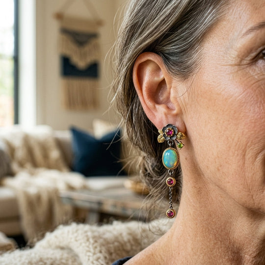 Multi-Tier Opal Drop Earrings