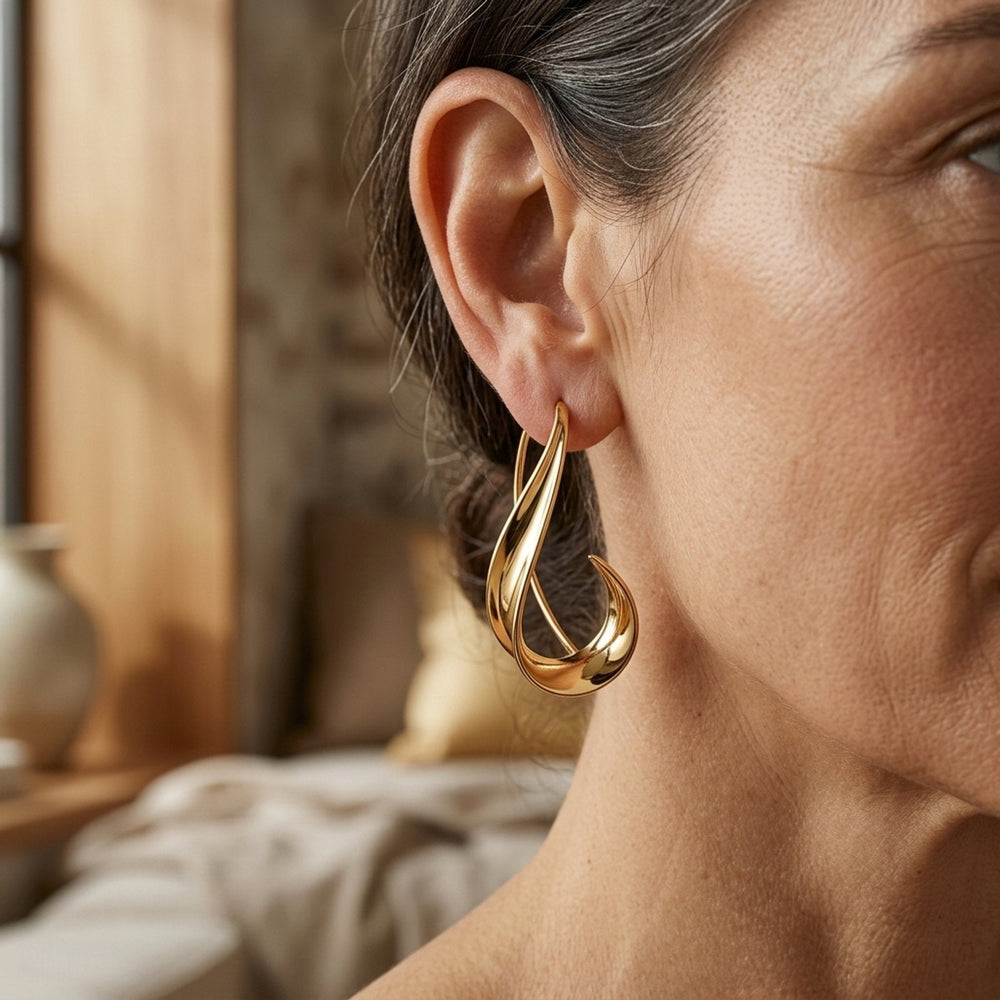 Twisted Spiral Drop Statement Earrings
