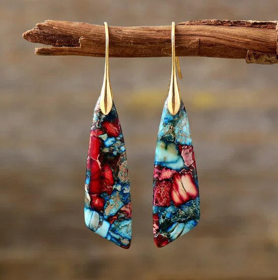 Geometric Stone Drop Earrings