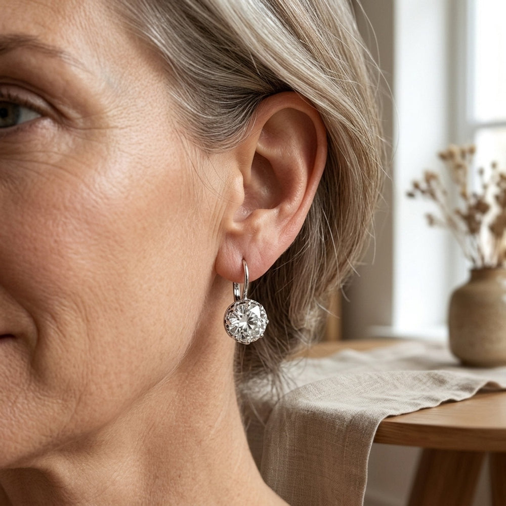 Crown-Set Zirconia Drop Earrings