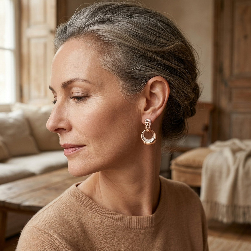 Pavé Gold Drop Earrings