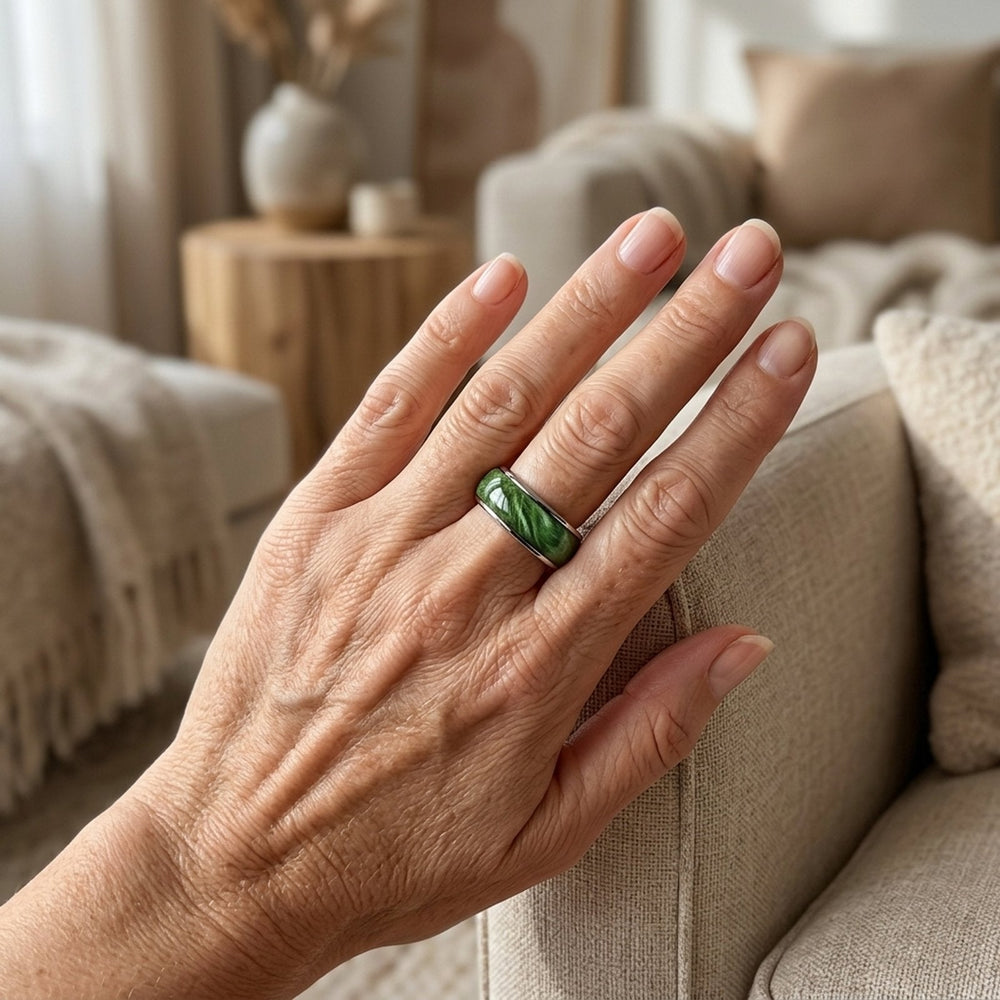 Polished Sterling Silver Natural Stone Ring