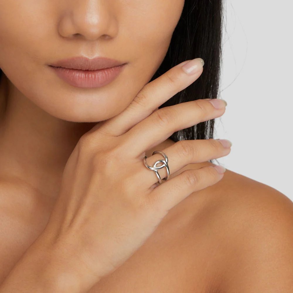 Sterling Silver Open Interlocking Ring