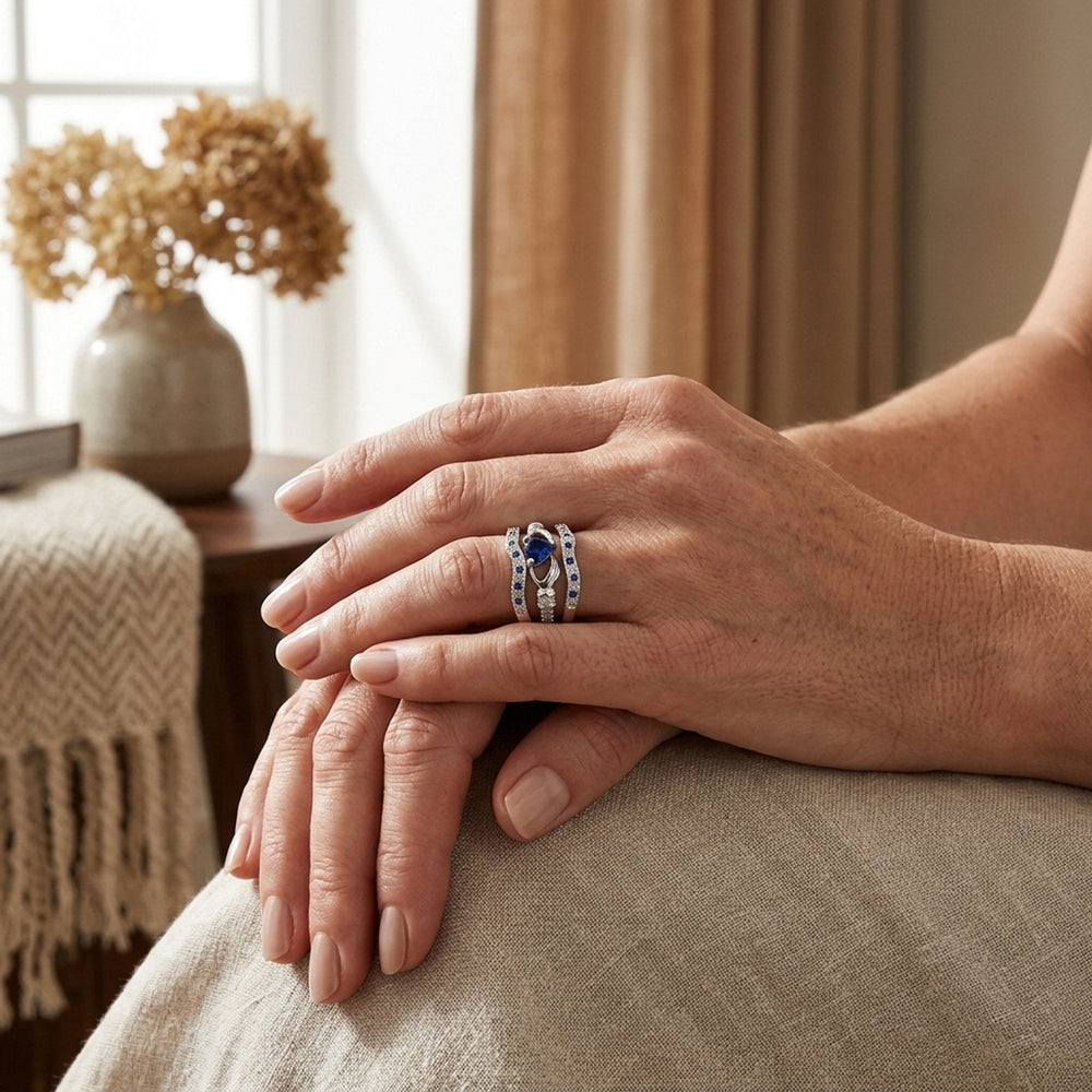 Sterling Silver Sapphire Interlocking Ring