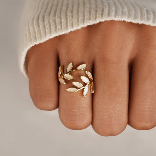 Adjustable Gold-Plated Leaf Wrap Ring