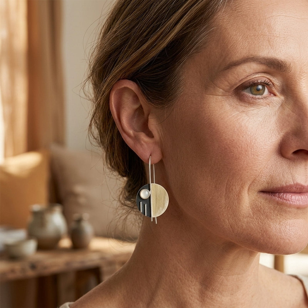 Geometric Sterling Silver Hoop Earrings