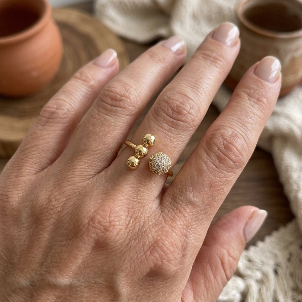 Zirconium Pavé Triple Ball Ring