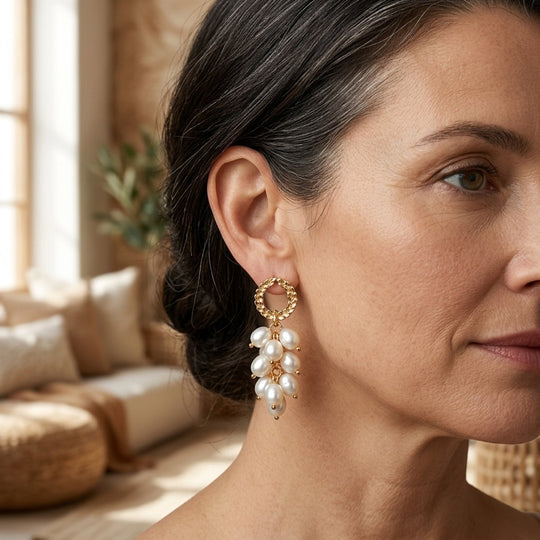 Baroque Pearl Cluster Drop Earrings
