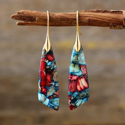 Drop Shape Multi-Stone Statement Earrings