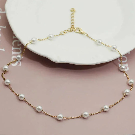 Layered Pearl Chain Necklace