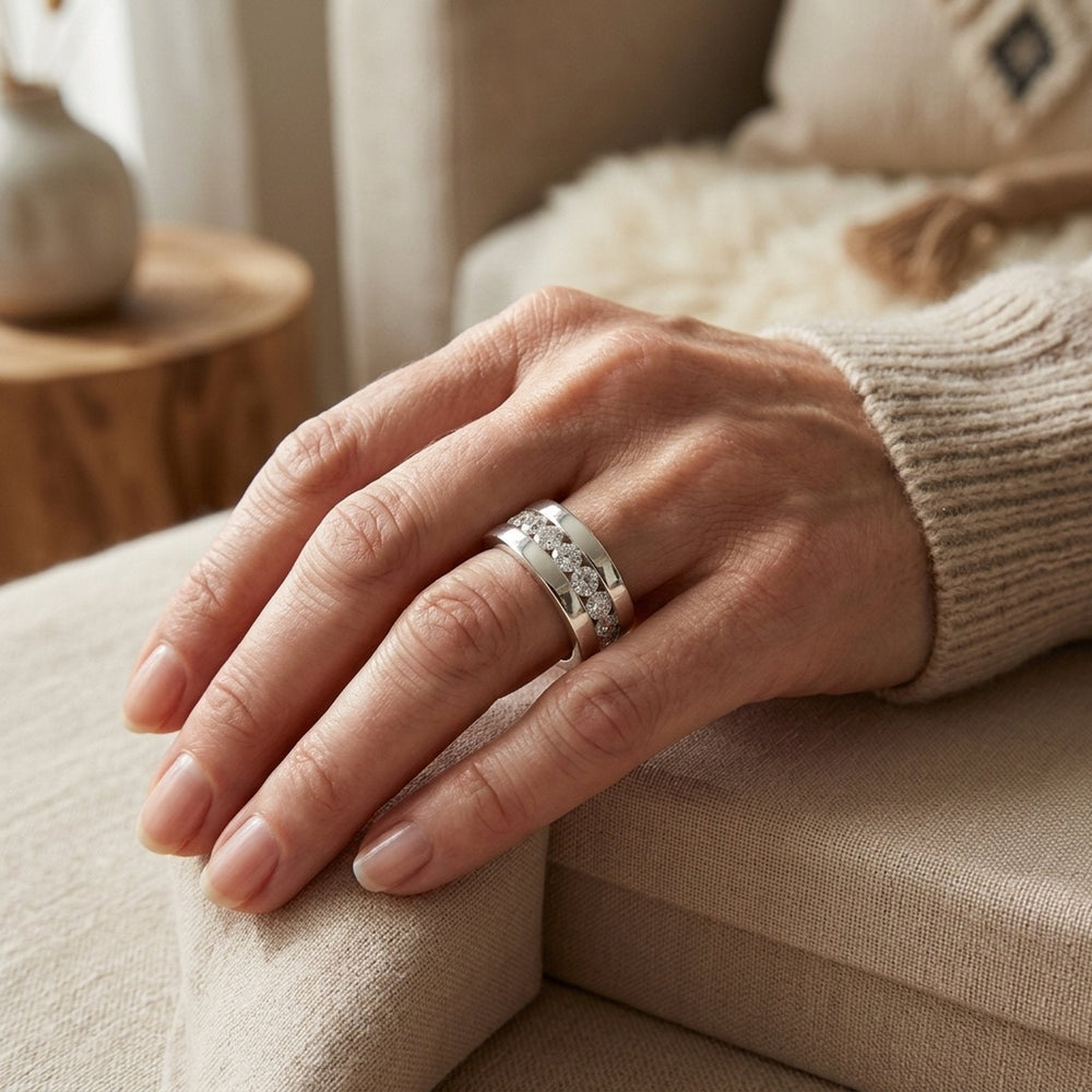 Channel-Set Zirconia Silver Ring