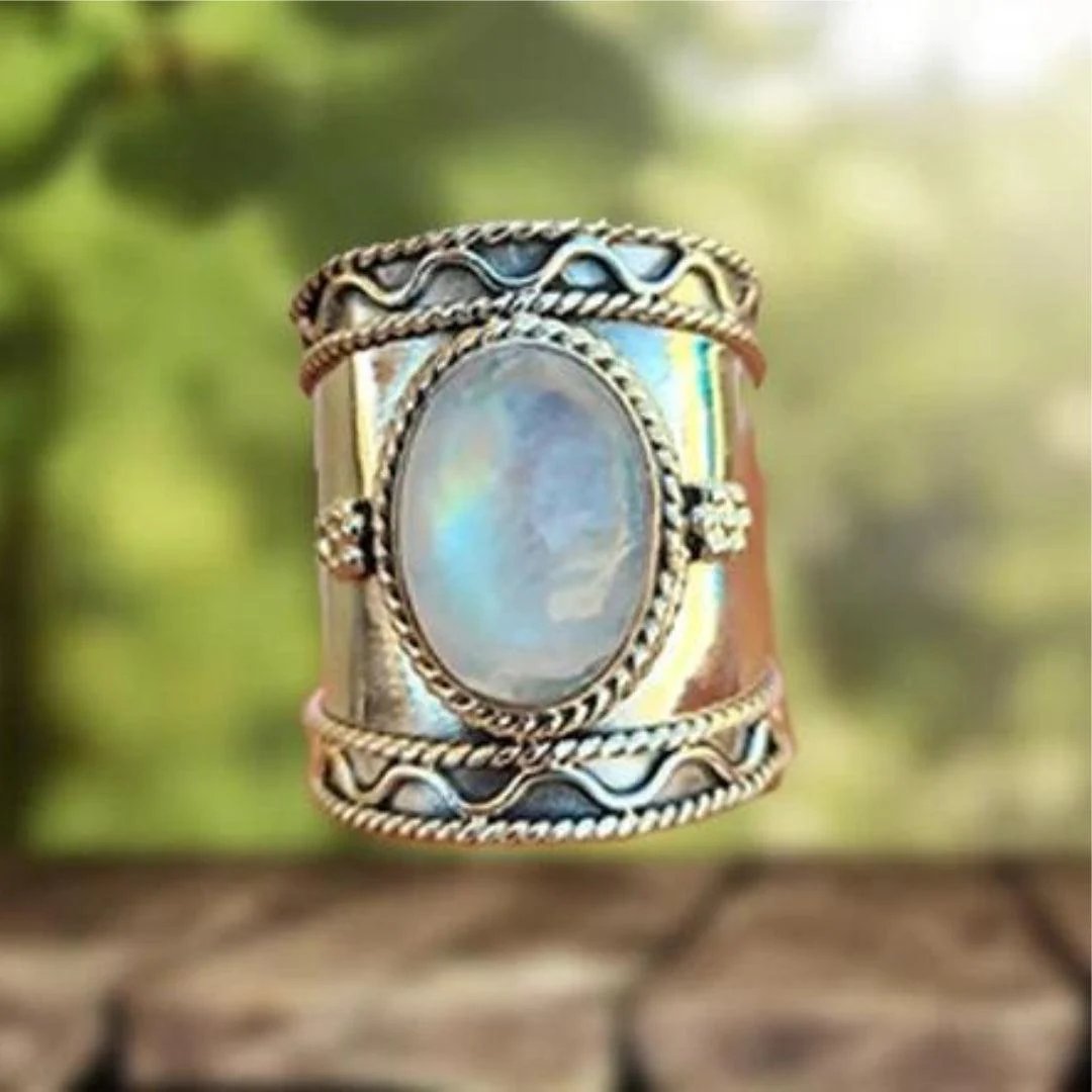 Rope-Twist Sterling Silver Moonstone Ring