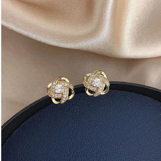 Embellished Twisted Knot Stud Earrings