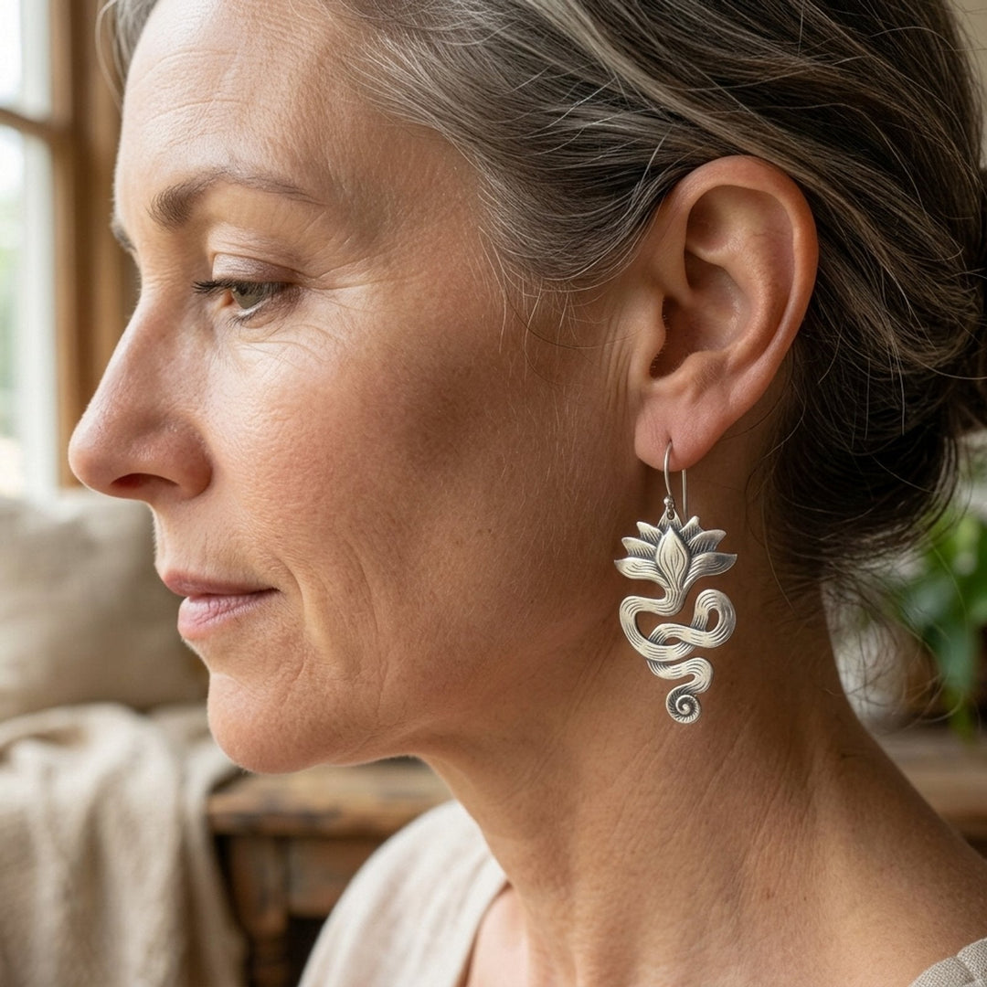 Handcrafted Sterling Silver Snake Earrings