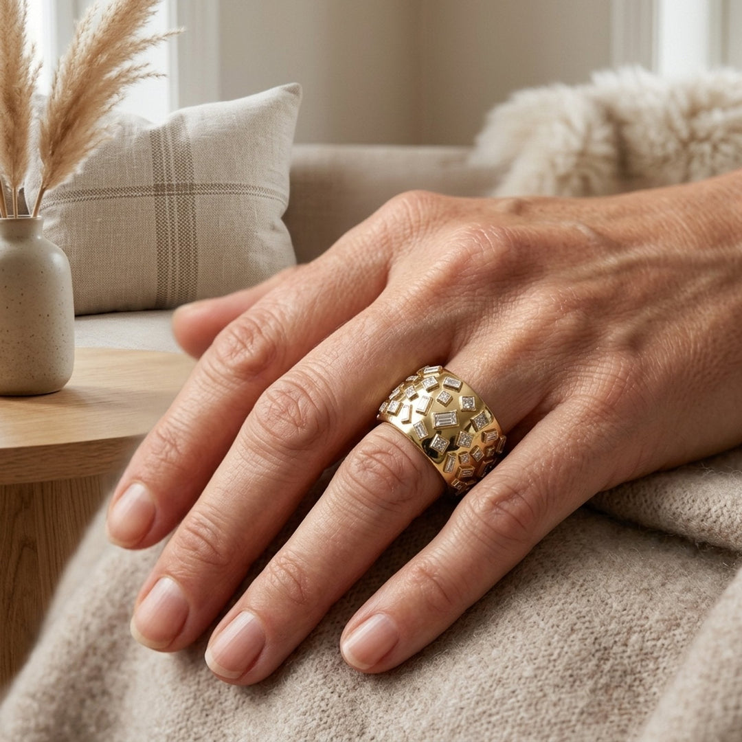 Wide Band Embellished Ring