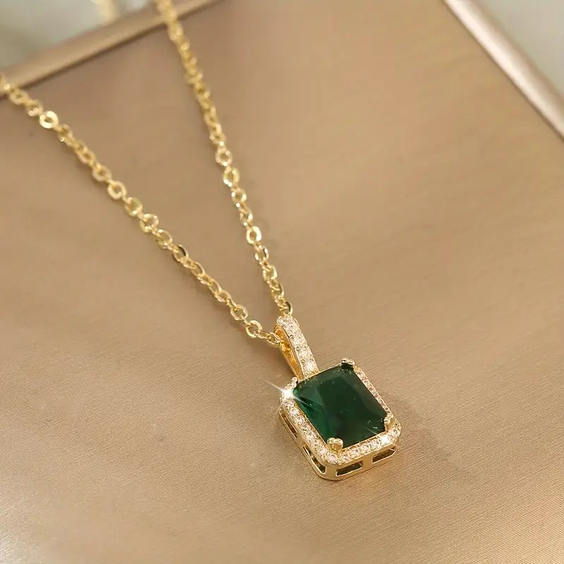 Rectangular Halo Diamond Pendant Necklace