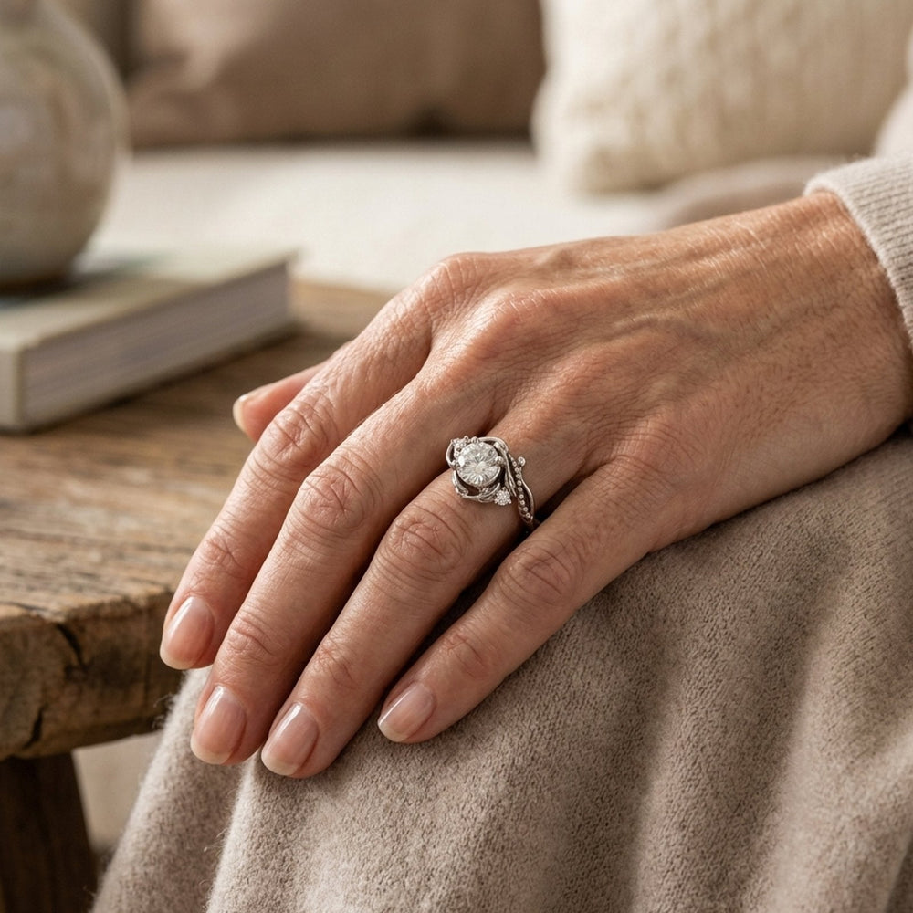 Sterling Silver Branch Zirconia Ring