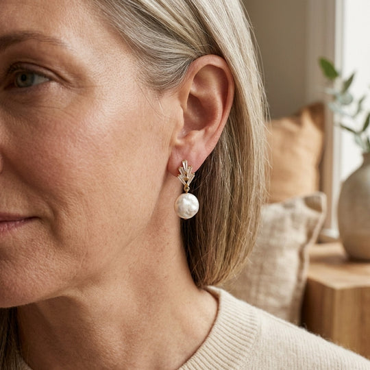 Gold-Tone Baroque Pearl Drop Earrings