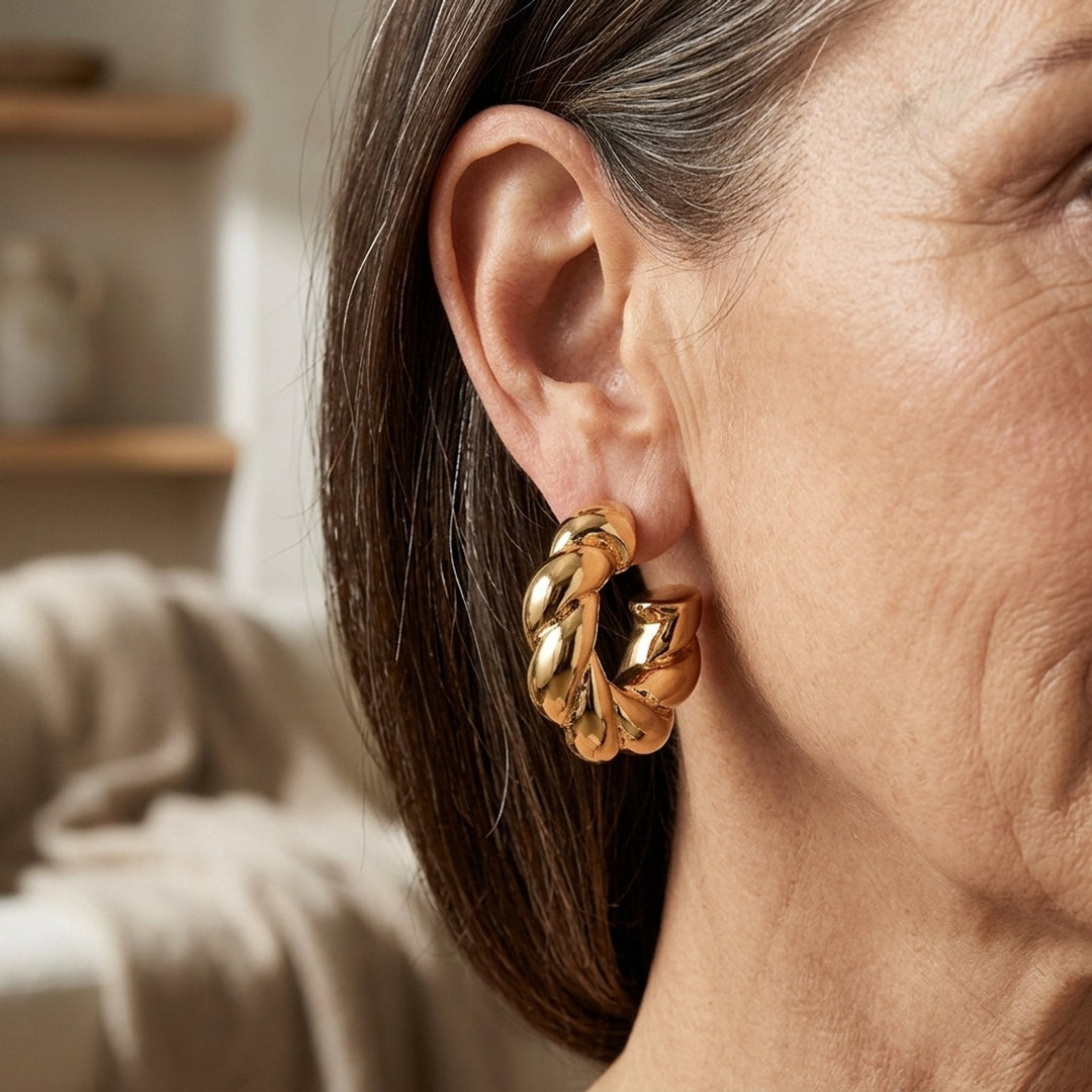 Twisted Rope Design Hoop Earrings