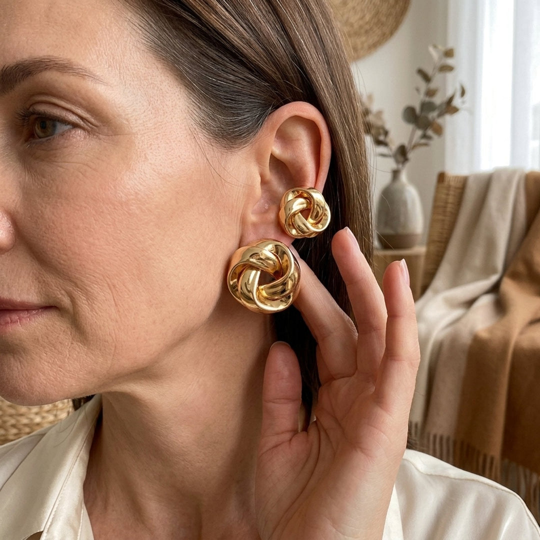 Chunky Twisted Metal Stud Earrings