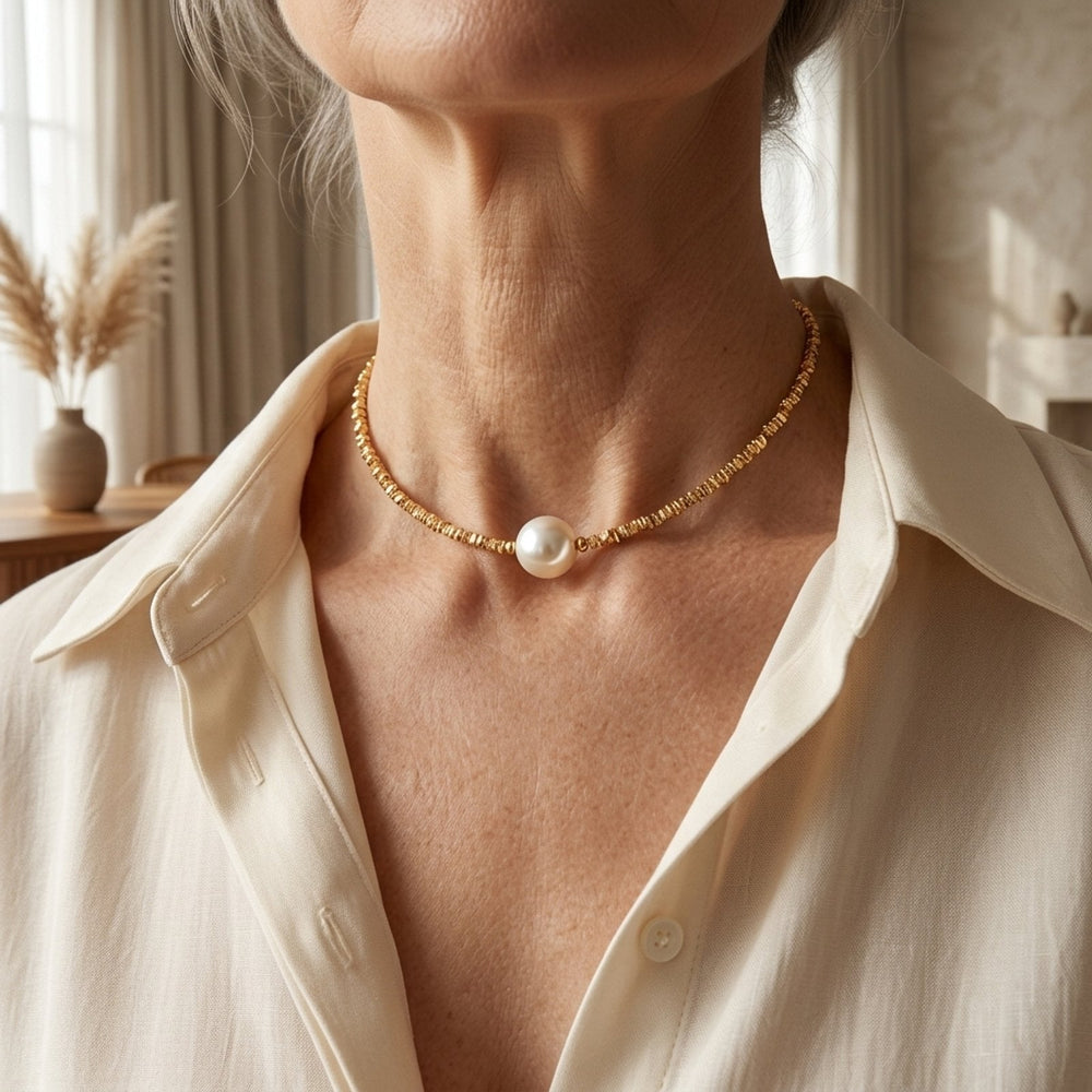 Adjustable Pearl Chain Choker Necklace