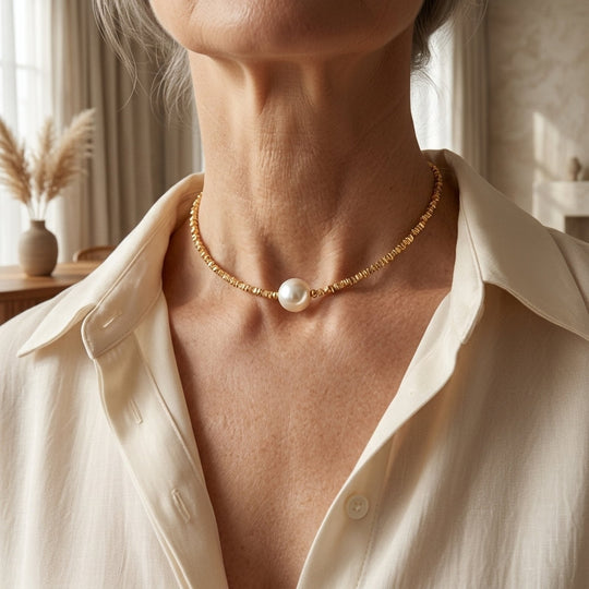 Adjustable Pearl Chain Choker Necklace