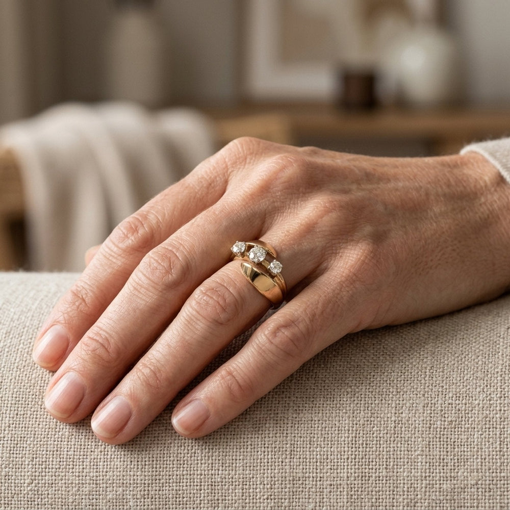 Triple Cubic Zirconia Open Band Ring