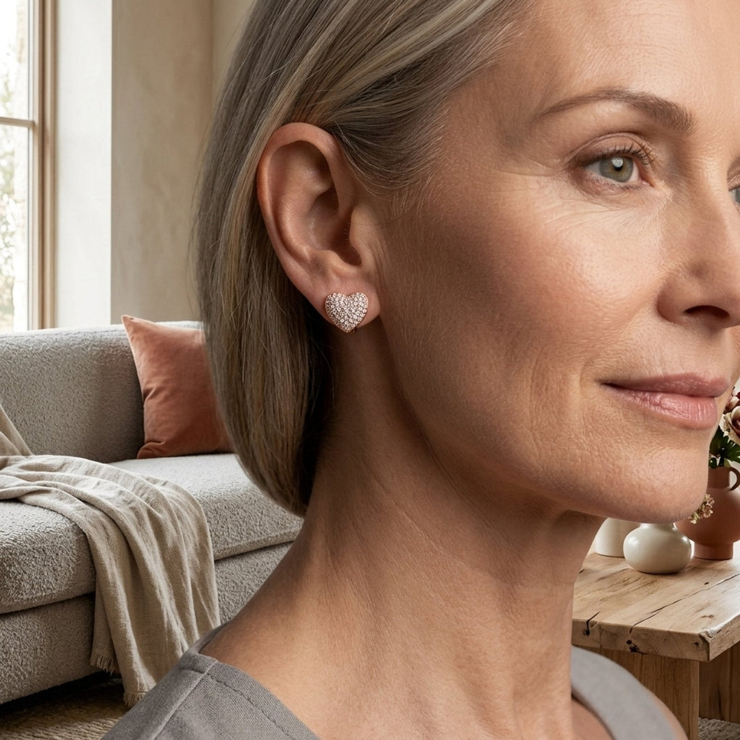 Pavé Heart Stud Earrings