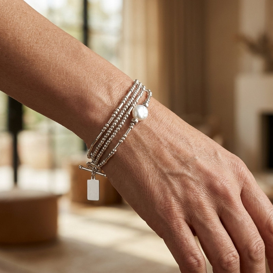 Multi-Strand Pearl Accent Bracelet