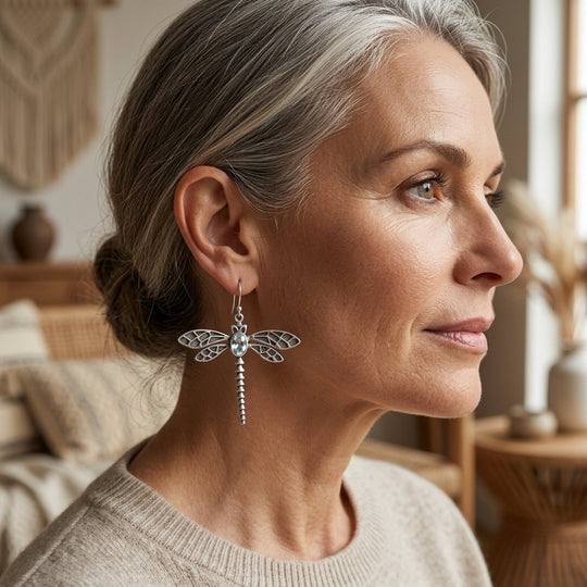 Sterling Silver Dragonfly Drop Earrings
