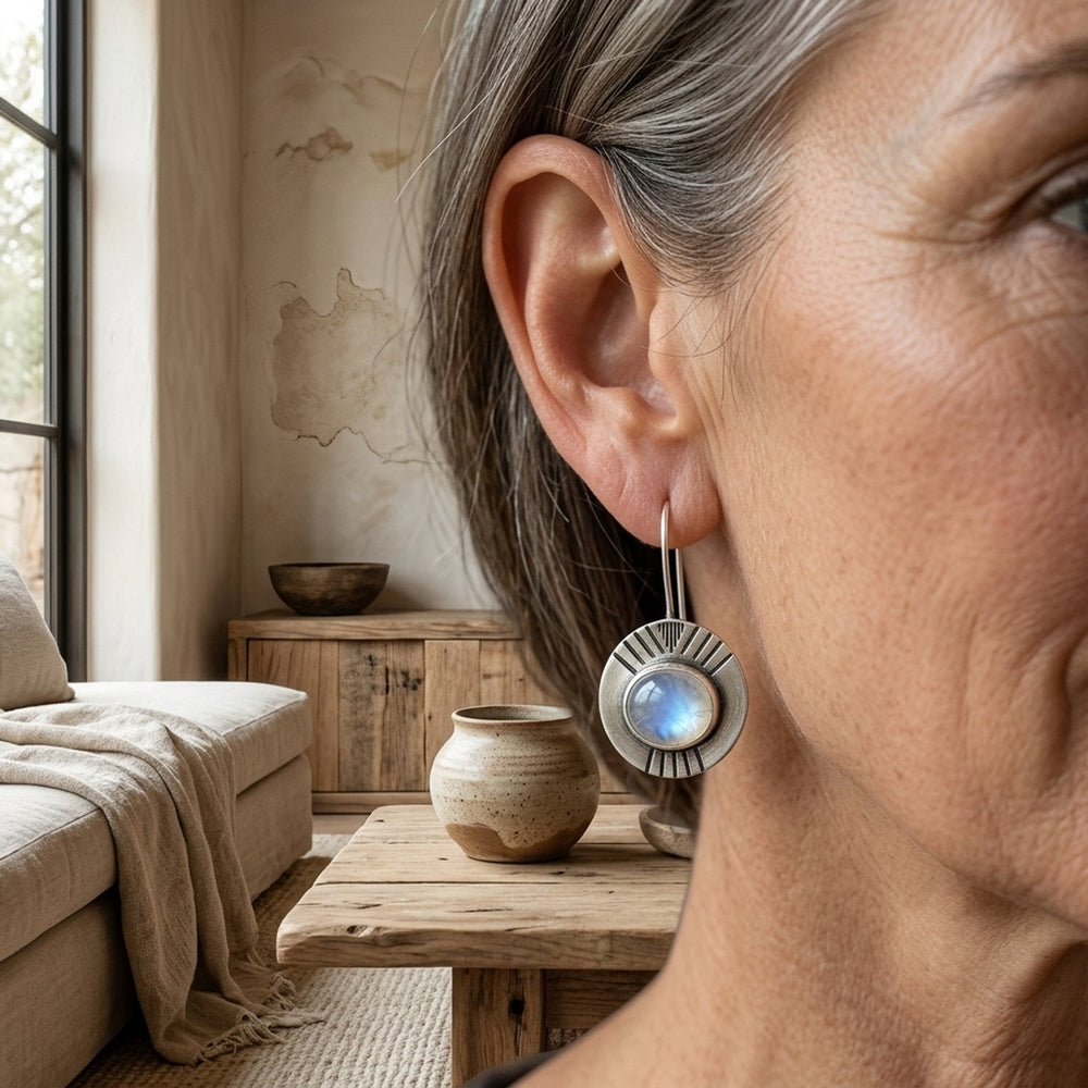 Sterling Silver Moonstone Drop Earrings
