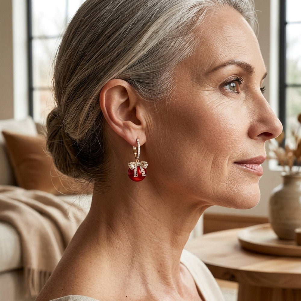 Bow Drop Hoop Earrings