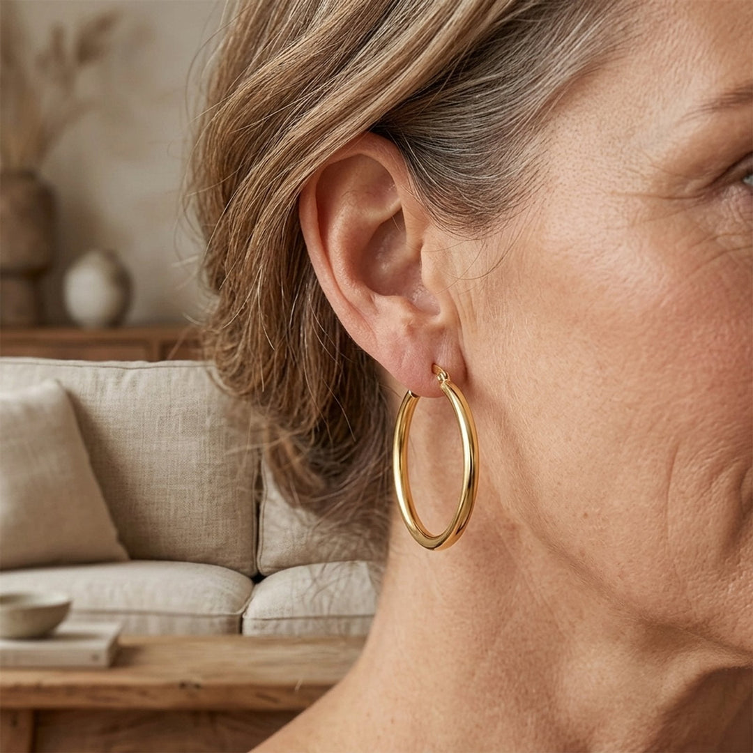 Polished Round Hoop Earrings