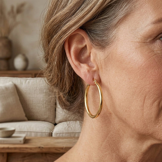 Polished Round Hoop Earrings