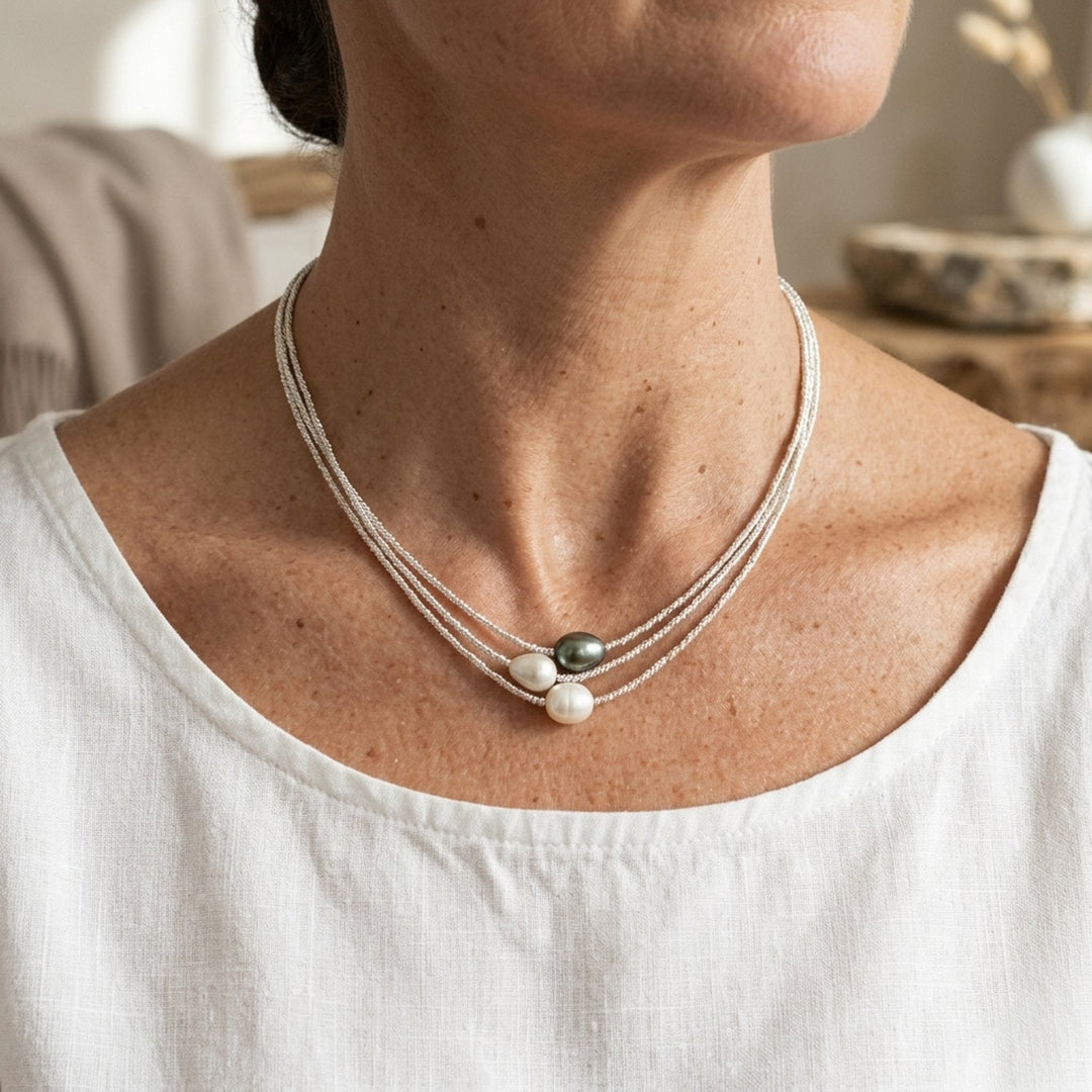 Multi-Strand Freshwater Pearl Chain Necklace