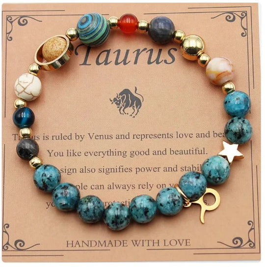 Natural Stone Zodiac Symbol Bracelet