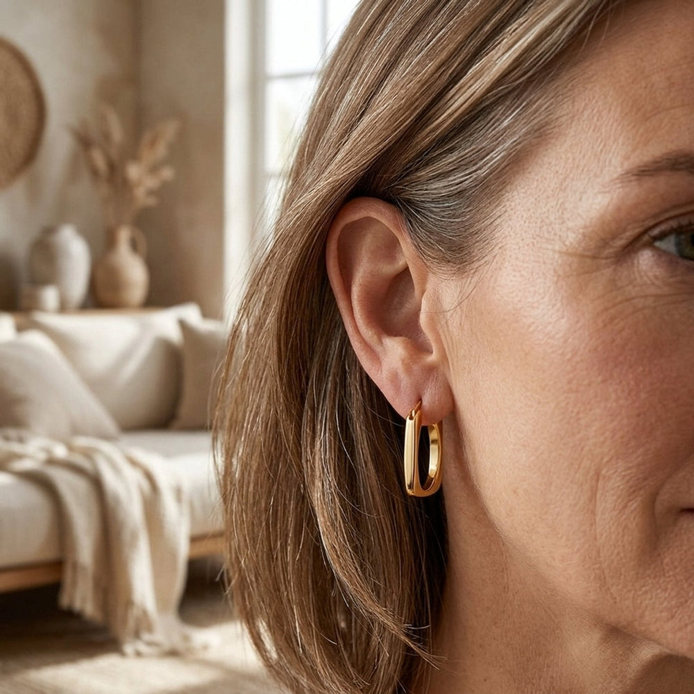 Polished Stainless Steel Hoop Earrings