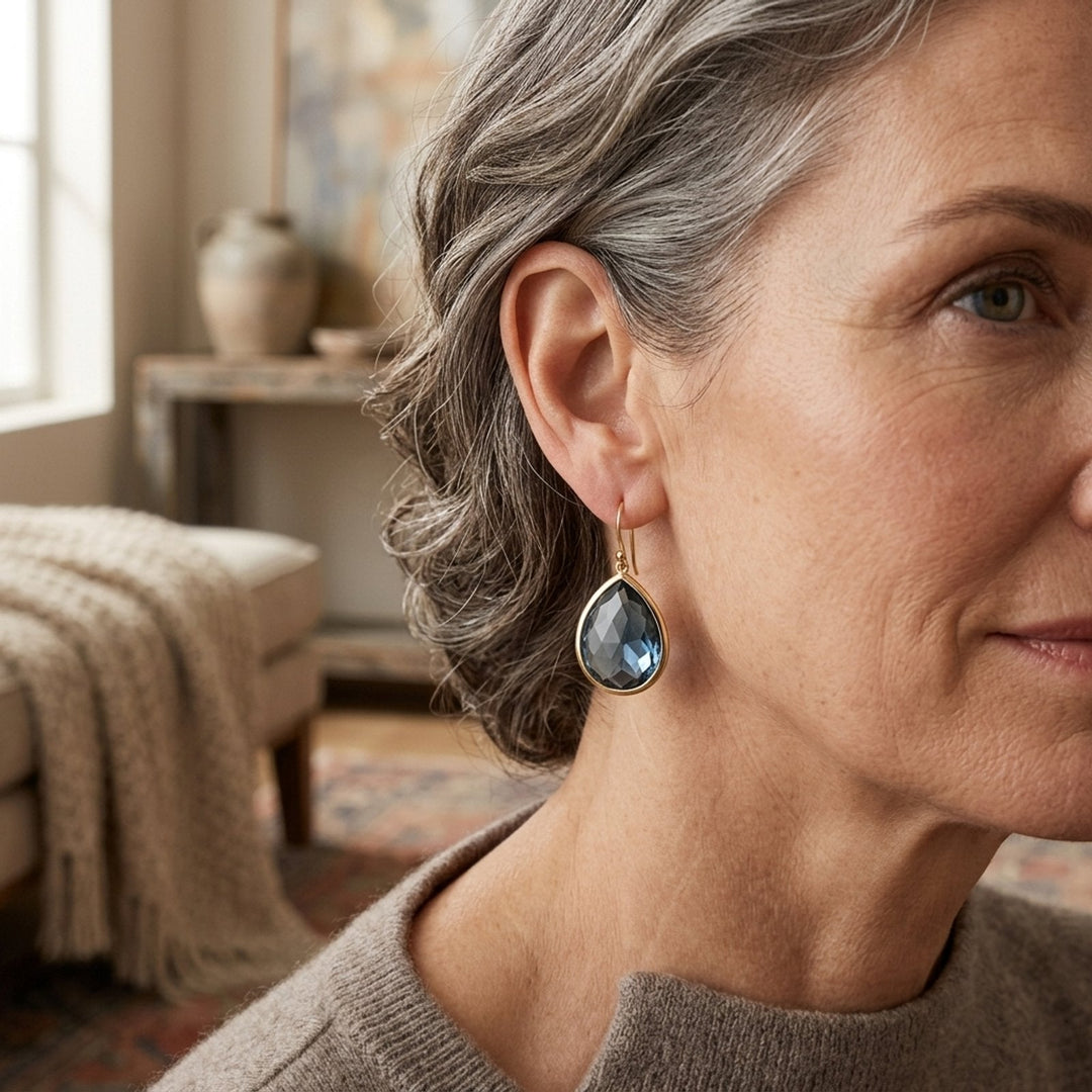 Faceted Teardrop Hook Earrings