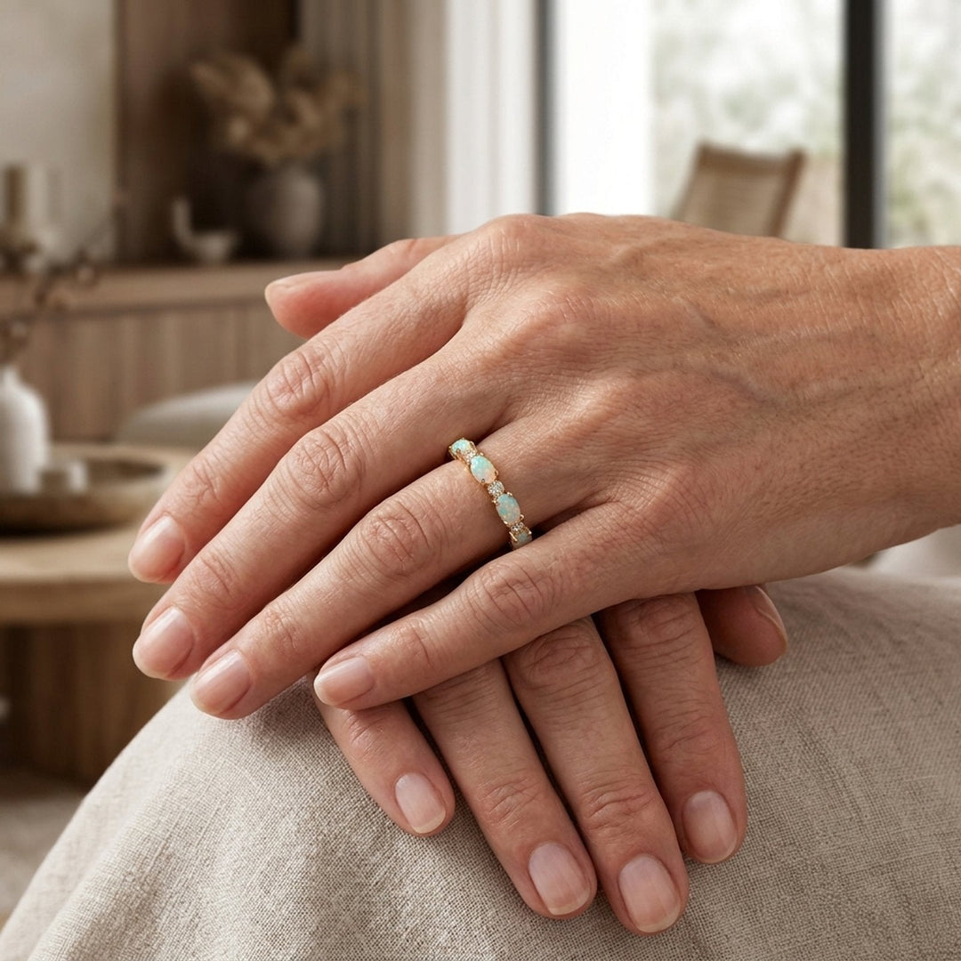 Prong-Set Opal Eternity Ring