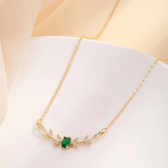 Delicate Chain Emerald Pendant Necklace