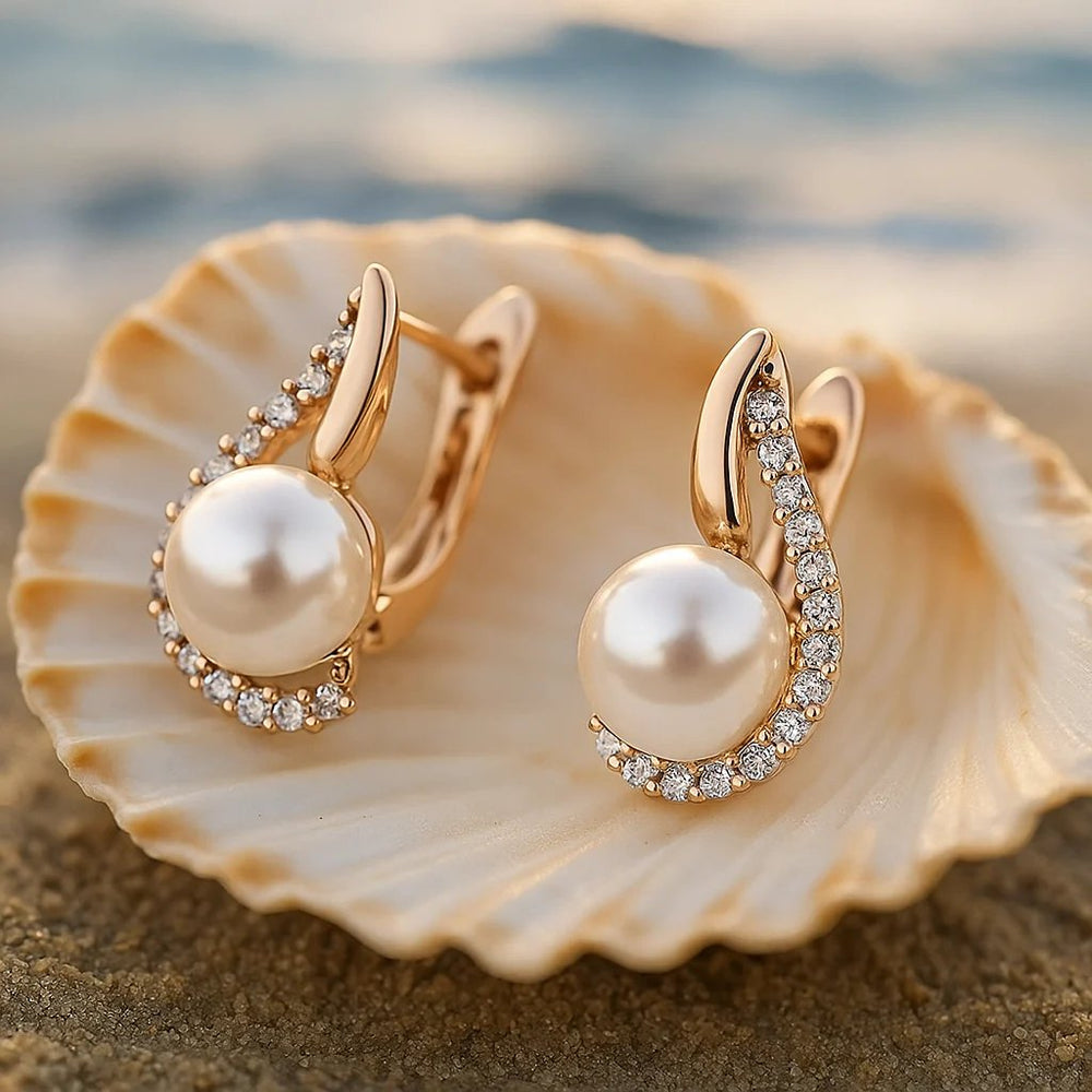 Pearl Drop Hugger Earrings