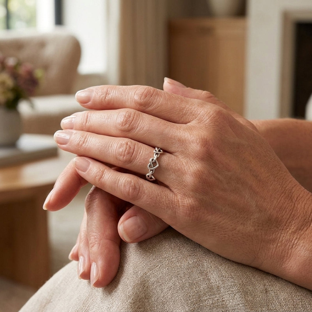Sterling Silver Interlocked Heart Ring