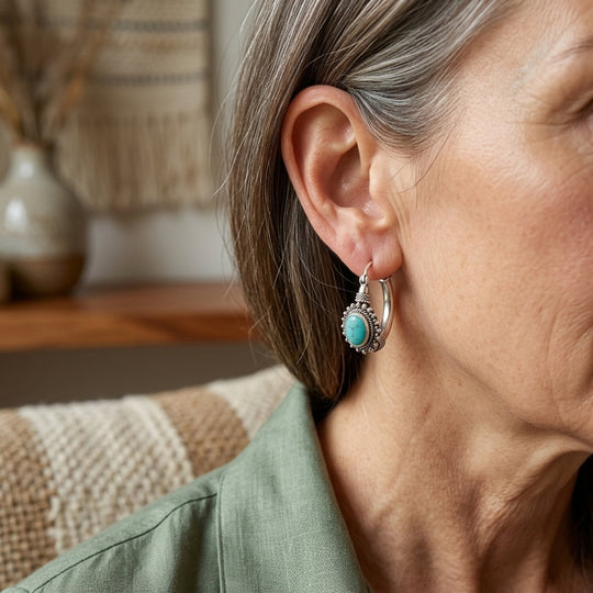 Sterling Silver Rope Detail Hoop Earrings