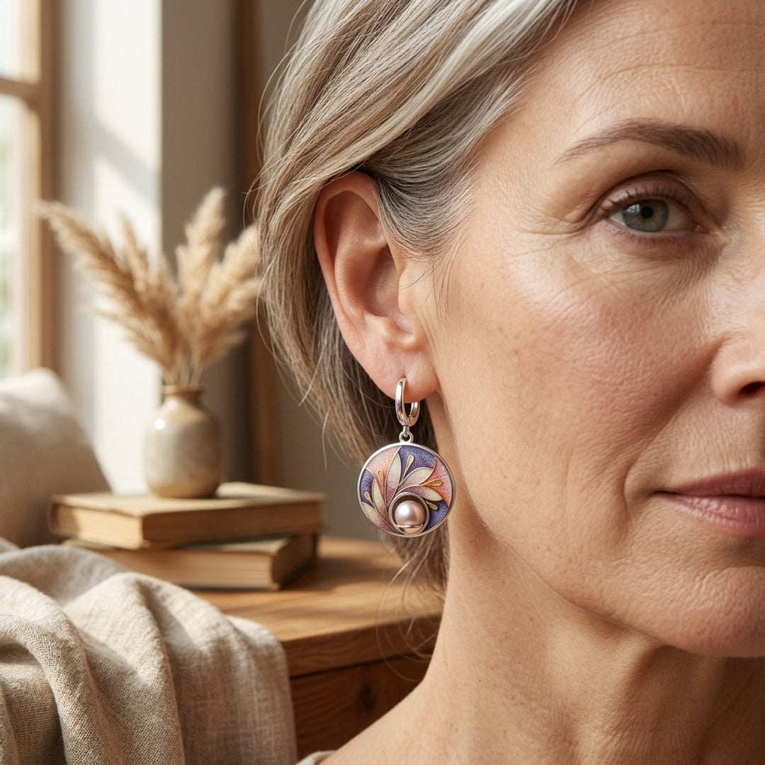 Hand-Painted Pearl Drop Earrings