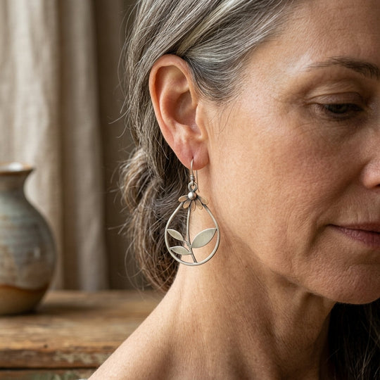 Sterling Silver Daisy Drop Earrings