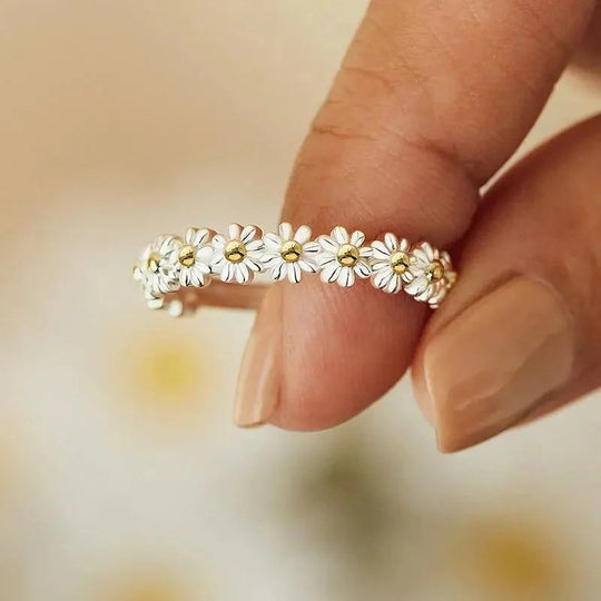 Adjustable Sterling Silver Daisy Eternity Band