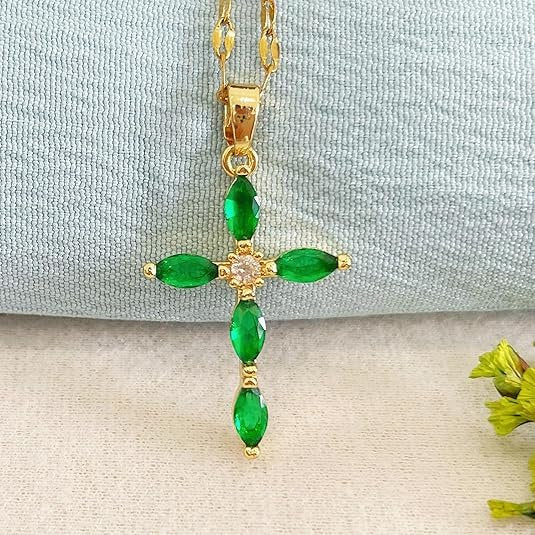 Gold Cross Pendant Chain Necklace