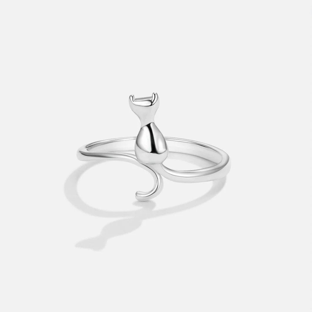 Adjustable Sterling Silver Cat Silhouette Ring